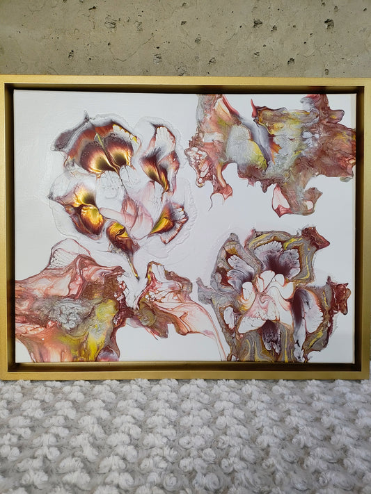 Winter Bloom" – 16x20 Earth-Tone Acrylic Painting Framed in Gold